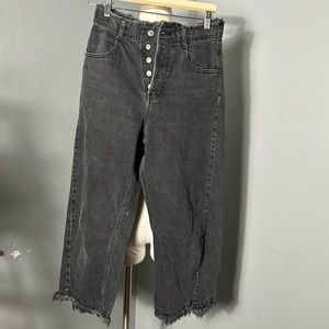 Zara Fray Waist & Hem Dark Grey Jean Button Fly size US 4